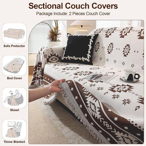 تغطي الأريكة المقطعية Ostepdecor قطعتين ، بطانية غطاء الأريكة على شكل L ، غطاء أريكة مقطعية قابلة للغسل ، صالة صالة أريكة حامية الأثاث للحيوانات الأليفة للكلاب (71 "x118" +91 "x134" ، الأزرق) in Kuwait