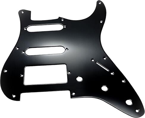 HSS Metal Guitar Pickguard 11 Hole - متوافق مع Guitars على طراز Strat و Fr Tremolo Bridges ، وتناسب سلسلة American Standard/Player ، الفولاذ المقاوم للصدأ (أسود) in Kuwait