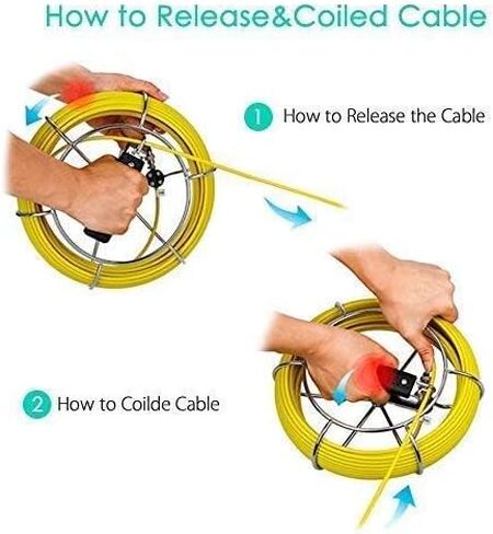 PRANITE Replacement Cable for Sewer Camera, 100FT/30M Pipe Camera Cable Waterproof, Semi-Rigid Materials, Compatible with Anysun, HBUDS, Models 7D1, 7D3A, 9D3A in Saudi Arabia