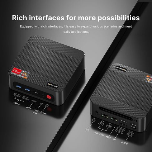 Mini PC AMD Ryzen 5 3550H, 16GB DDR4 512GB SSD, Radeon Vega 8 Graphics (1.2GHz), Mini Desktop Computer Dual LAN /WiFi5/BT5/Home Media Server in Kuwait