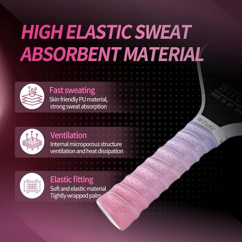 6 Pack Tennis & Pickleball Overgrip Tape - Gradient Color Cushioned Grip | Non-Slip Sweat Absorbent Handle Wrap for Rackets & Paddles（Please Remove The Plastic Film on The Surface Before use） in Saudi Arabia