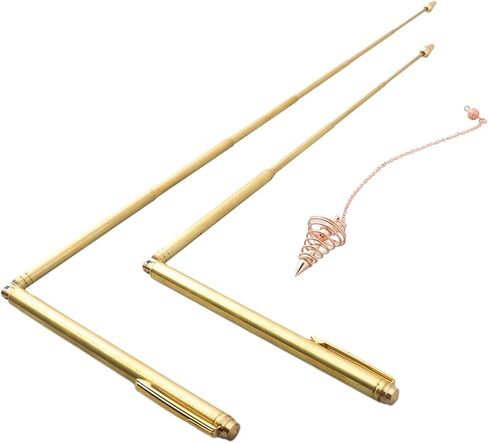Professional Copper Dowsing Rods Metal Detecting Kit with Pendulum for Water Source Finder Treasure Hunting Tool Copper 22 Inch Length Adjustable L-Shape Design(4PCS) in Kuwait