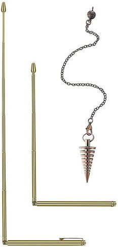 Professional Copper Dowsing Rods Metal Detecting Kit with Pendulum for Water Source Finder Treasure Hunting Tool Copper 22 Inch Length Adjustable L-Shape Design(4PCS) in Kuwait