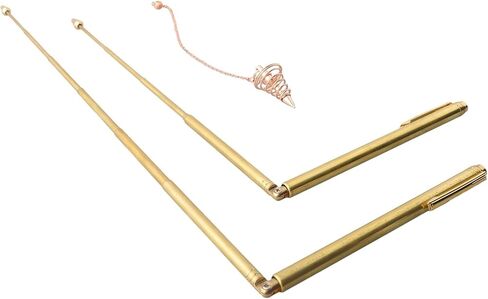 Professional Copper Dowsing Rods Metal Detecting Kit with Pendulum for Water Source Finder Treasure Hunting Tool Copper 22 Inch Length Adjustable L-Shape Design(4PCS) in Kuwait