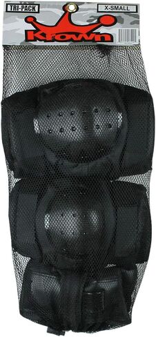 Krown Tri-Pack Pads - Adult and Kid Sizes - Knee Pads, Elbow Pads, Wrist Guards for Action Sports Skateboarding Inline Skating BMX Scooter in Kuwait