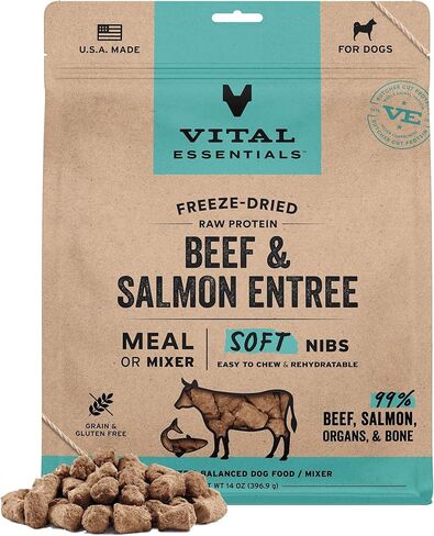 Vital Essentials Freeze Dried Raw Duck Entree & Mixer Dog Food Soft Nibs, 14 oz in Saudi Arabia