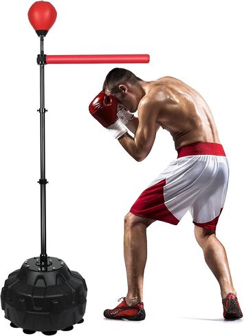 Stable 360° Rotating Boxing Trainer - Adjustable Reflex Ball & Punching Bag Set with Non-Slip Base for Home Gym (Red) in Saudi Arabia