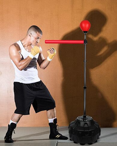 Stable 360° Rotating Boxing Trainer - Adjustable Reflex Ball & Punching Bag Set with Non-Slip Base for Home Gym (Red) in Saudi Arabia