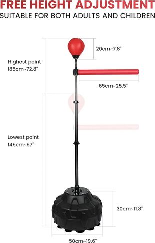 Stable 360° Rotating Boxing Trainer - Adjustable Reflex Ball & Punching Bag Set with Non-Slip Base for Home Gym (Red) in Saudi Arabia