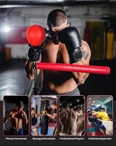 Stable 360° Rotating Boxing Trainer - Adjustable Reflex Ball & Punching Bag Set with Non-Slip Base for Home Gym (Red) in Saudi Arabia