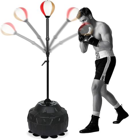 BAN BAN BROFLESS Speed ​​Bag Bag Bag Bag BAS BASE BAS مع ارتفاع قابل للتعديل والربيع المعزز كرة الإغاثة المتين القوية لتمرين MMA WWE （الذهب الأبيض الأحمر） in Saudi Arabia