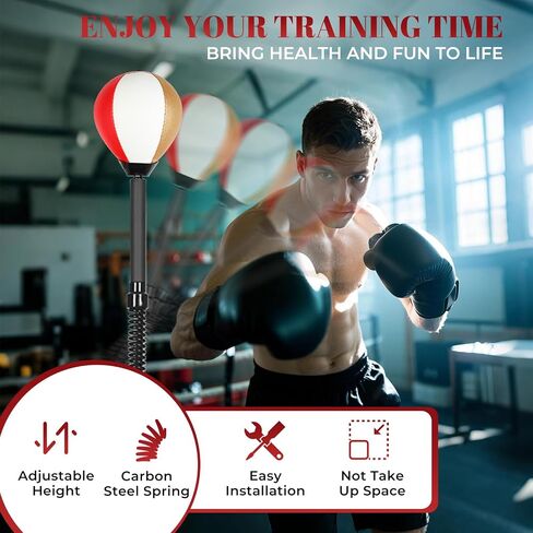 BAN BAN BROFLESS Speed ​​Bag Bag Bag Bag BAS BASE BAS مع ارتفاع قابل للتعديل والربيع المعزز كرة الإغاثة المتين القوية لتمرين MMA WWE （الذهب الأبيض الأحمر） in Saudi Arabia