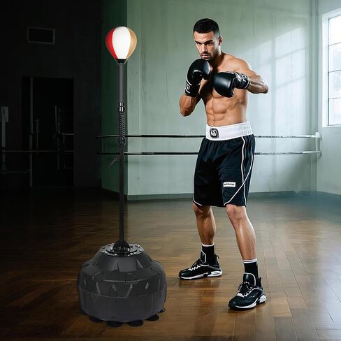 BAN BAN BROFLESS Speed ​​Bag Bag Bag Bag BAS BASE BAS مع ارتفاع قابل للتعديل والربيع المعزز كرة الإغاثة المتين القوية لتمرين MMA WWE （الذهب الأبيض الأحمر） in Saudi Arabia