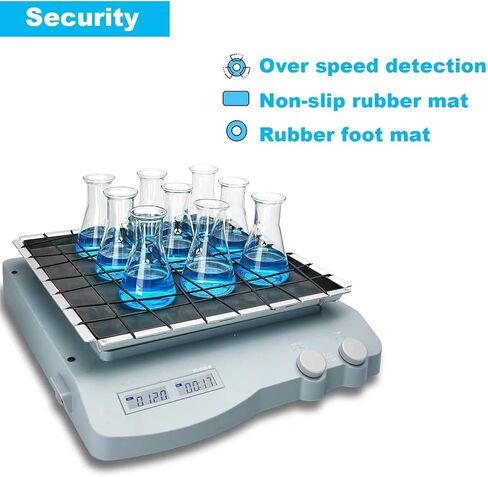 Digital Lab Orbital Shaker, 70-400RPM Mixer with Stretchable Rope Slot, 3kg Capacity, Circular Motion, 1min-19h59min Timer for Erlenmeyer Flasks & Petri Dishes in Saudi Arabia