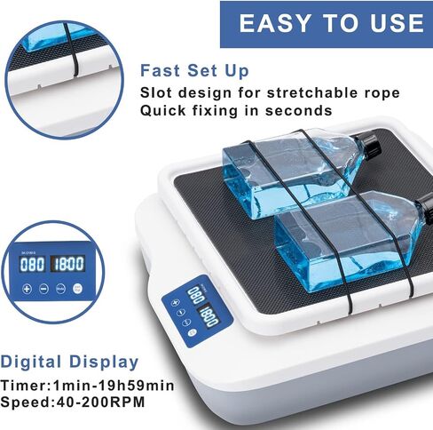 Shaker Digital Orbital Shaker 40-200 دورة في الدقيقة ، دوران معمل مع مؤقت (1min-19H59min) والوضع المستمر ، منصة 268x268mm ، شاشة LCD للخلط السائل والتأرجح in Saudi Arabia