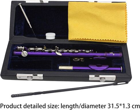 C Key Piccolo Lightweight Easy to Play Woodwind Instrument 16 Hole Flute for Stage Performance Practice Classroom Beginner, Silver in Saudi Arabia