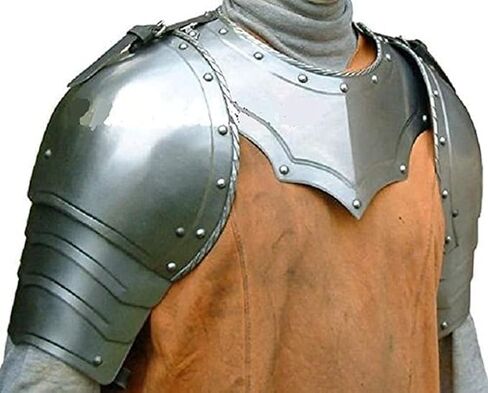 Generic Medieval Gothic Gorget with Pauldrons One Size Armor Silver, ADULT in Saudi Arabia