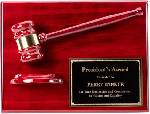 Premium Rosewood Gavel and Block Plaque – 9x12 Inch Recognition Award with Black Brass Plate and Free Custom Engraving for Legal or Corporate Honors in Saudi Arabia
