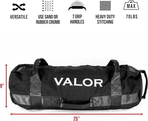 Valor Fitness تمرين الرمال - ملء الذات مزج - مقبض قبضة الدهون - فينيل شاق - مضاعفات مزدوجة السوستة المقوى - تكييف قوة الصالة الرياضية - الوزن القصوى 50 رطلاً in Kuwait
