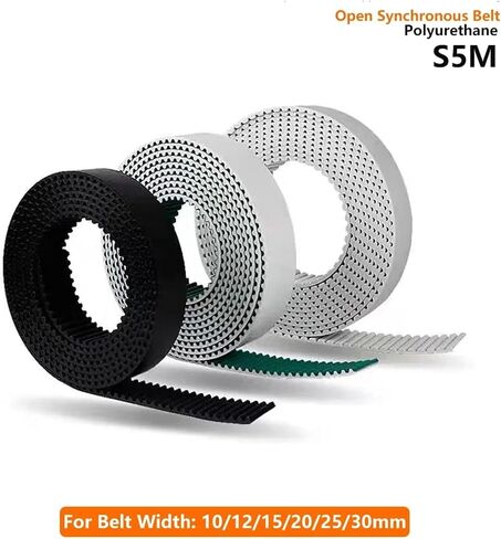 S5M PU Open Belt Three Colors Width: 10/15/20/25/30/40mm Timing Polyurethane Transmission Belt for 3DPrinters Etc(5meter,White_25MM) in Saudi Arabia