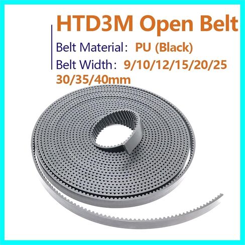 HTD 3M حزام متزامن مفتوح HTD3M توقيت حزام البولي يوريثان الصلب PU 3M عرض حزام مفتوح 9 10 15 20 مم مع حزام الأساس الصلب (20 مترًا ، PU-Black_15mm) in Saudi Arabia