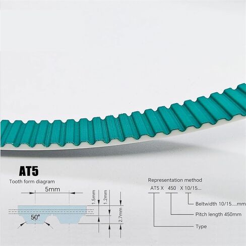 AT5 PU مع الحزام الأساسي المتزامن المضاد للملابس عرض 10/15/16/20/25/30/40 مم حزام توقيت أخضر (20 م ، 15 مم) in Kuwait