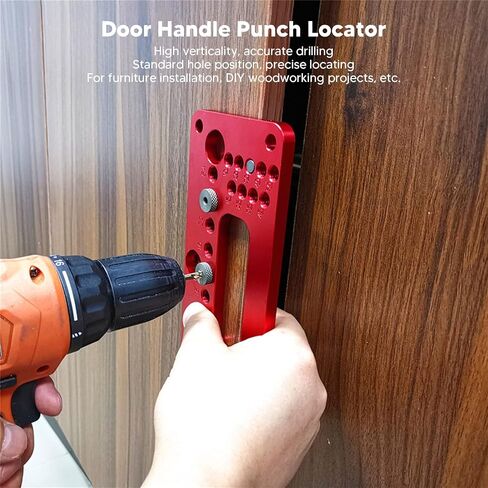 DIY Woodworking Punch Hole Locator Set for Cabinet Door Handle Installation - Aluminum Alloy Hole Pitch Jig - Precision Drilling Aid for Wardrobe Cabinet in Saudi Arabia