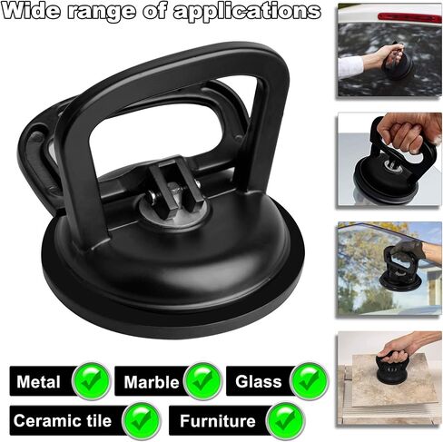 Glass Suction Cup Heavy Duty Aluminum Vacuum Plate Puller Handle Holder Hooks Duty Galss Lifting/Tile Suction Cup Lifter/Moving Glass/Pad for Lifting (Black, 2Pack) in Kuwait
