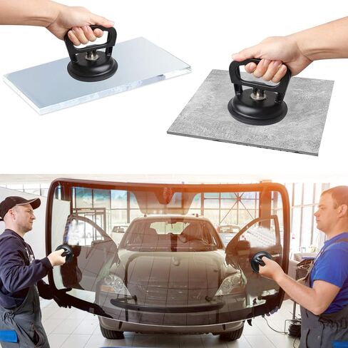 Glass Suction Cup Heavy Duty Aluminum Vacuum Plate Puller Handle Holder Hooks Duty Galss Lifting/Tile Suction Cup Lifter/Moving Glass/Pad for Lifting (Black, 2Pack) in Kuwait
