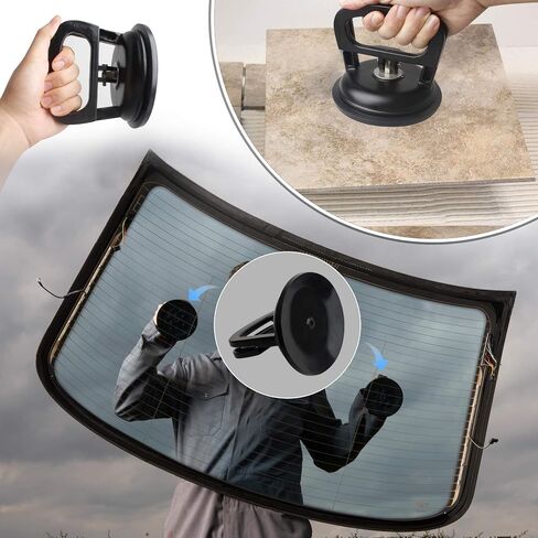 Glass Suction Cup Heavy Duty Aluminum Vacuum Plate Puller Handle Holder Hooks Duty Galss Lifting/Tile Suction Cup Lifter/Moving Glass/Pad for Lifting (Black, 2Pack) in Kuwait