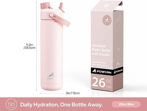 26 oz Insulated Water Bottle with 2-in-1 Straw and Spout Lid, Keep Cold 24H, Leak-Proof, Fits in Car Cup Holder, Stainless Steel Water Bottle for Sports, Travel, and School (Cotton Candy) in Saudi Arabia