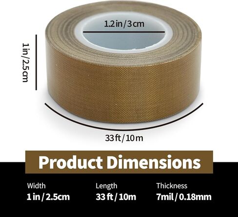 Teflon Tape, High Temperature PTFE Tape for Vacuum Sealer Machine,1 Inch x 33 Feet x 0.18mm in Saudi Arabia