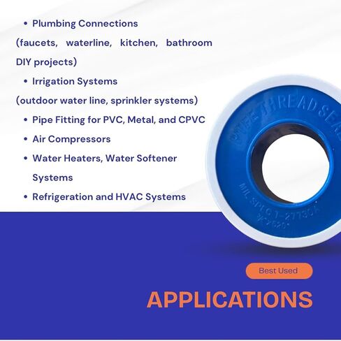 Teflon Tape 3/4 بوصة × 520 "-شريط ختم الخيط PTFE للسباكين ، تجهيزات الأنابيب ، خطوط الهواء والماء-مقاومة للتسرب ، غير لاصقة ، سهلة التطبيق (1) in Saudi Arabia