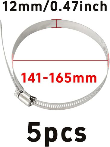 5PCS Fuel Line Hose Clamps, Stainless Steel Worm Drive Clamp Kit, Precision Adjustable Range 5.55"-6.5" Inch (141mm-165mm) for Auto, Marine & Water Pipe Connections in Saudi Arabia