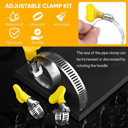Wuyaoyao 30PCS Hose Clamps Assortment Kit, 5 Sizes 8-29mm Key-Type Adjustable Stainless Steel Worm Gear Hose Clamp for Water Pipe, Fuel Line, Plumbing, Home, Automotive, Mechanical Applications in Saudi Arabia