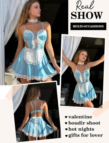 Avidlove Lingerie For Women Sexy Maid Dress French Cosplay Babydoll Lingerie Halloween Costumes Outfits(4Pack) S-XXL in Saudi Arabia