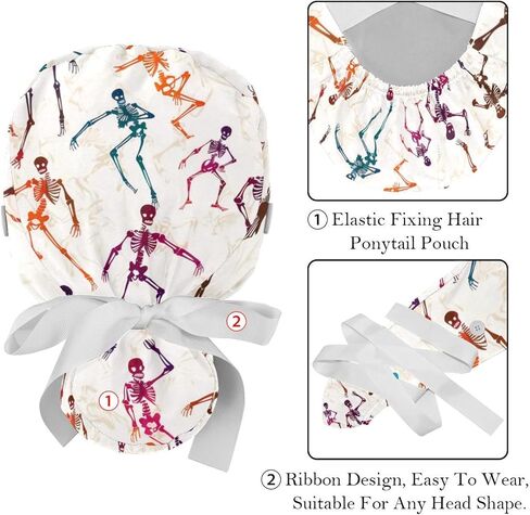 IROLSKDNFH 2 Pcs Working Cap with Buttons Sweatband Cute Bear Ribbon Tie Back Bouffant Hats in Kuwait