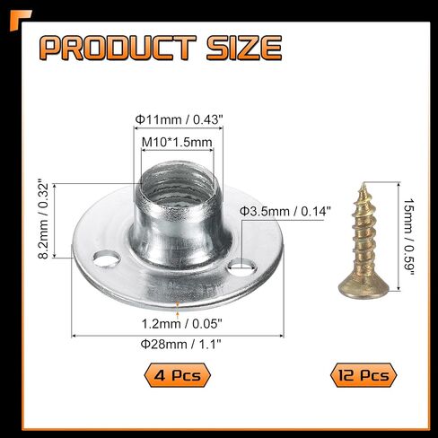 uxcell 4pcs m8 t-nuts ، زنك مصنوع من الفولاذ المصنوع من الفولاذ المصنوع من قميص مع مسامير ، صواميل لحام مستديرة من 3 حفرة 11.2 مم من خلال شفة الثقب ، in Saudi Arabia