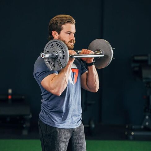 Titan Fitness 34" Olympic Triceps Bar, 200 LB Capacity, Chrome Finish, Hammer Curl Weight Barbell, Home Gym Weightlifting Exercise for Squats, Deadlifts, Shrugs in Saudi Arabia