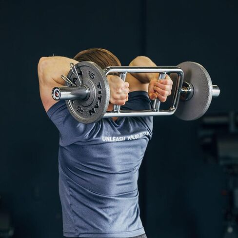 Titan Fitness 34" Olympic Triceps Bar, 200 LB Capacity, Chrome Finish, Hammer Curl Weight Barbell, Home Gym Weightlifting Exercise for Squats, Deadlifts, Shrugs in Saudi Arabia