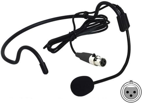 Headworn Headset Microphone for AKG/Samson Wireless Bodypack Transmitters, with Windscreen, Mini 3 Pins XLR Connector, Unidirectional, Black in Saudi Arabia