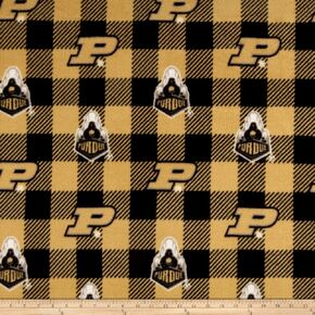 SYKEL ENTERPRISES NCAA Purdue Boilermakers Buffalo Plaid Fleece, Fabric by The Yard in Kuwait