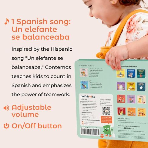 Cali's Books Rechargeable Spanish Baby Books - Musical Books for Toddlers 1-3 with Alphabet Song, ABC Song in Spanish - Learn Spanish for Kids - Libros Infantiles en Español in Kuwait