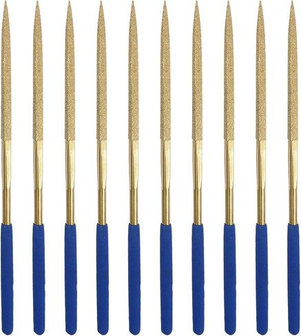 10 PCS Diamond Needle File (3×140mm) 150 Grit Titanium Coated Mini Metal Files Flat Files for Precision Metal File Work Miniature DIY Jewelers/Glass/Ceramic in Saudi Arabia