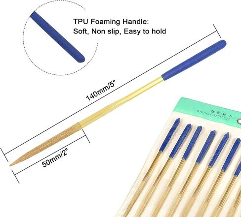 10 PCS Diamond Needle File (3×140mm) 150 Grit Titanium Coated Mini Metal Files Flat Files for Precision Metal File Work Miniature DIY Jewelers/Glass/Ceramic in Saudi Arabia