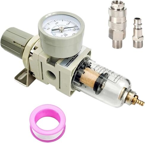 AW2000-02 Pneumatic 1/4 Air Filter Pressure Regulator Combo Piggyback, Air Tool Compressor Filter with Gauge(AW2000-02 F Male) in Saudi Arabia