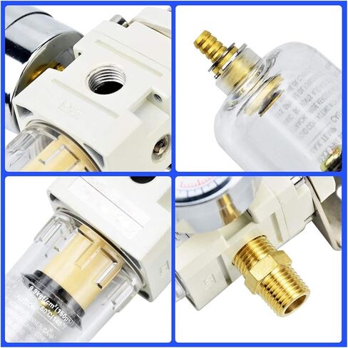 AW2000-02 Pneumatic 1/4 Air Filter Pressure Regulator Combo Piggyback, Air Tool Compressor Filter with Gauge(AW2000-02 F Male) in Saudi Arabia