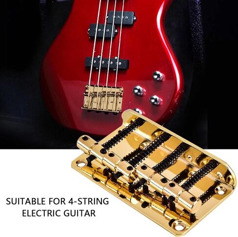 4 String Bass Bridge, Metal Bass Guitar Bridge, 4 String Bridge with Screws and Hex Wrench for Electric Bass Guitar, Golden in Saudi Arabia