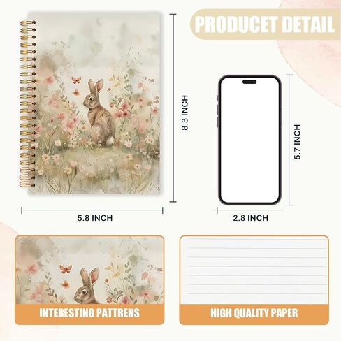 AQYIP VINTAGE FLOROL BUNNY PUNDAL NOTERS ، هدايا لعشاق BUNNY JOURNALS Notebooks ، Rustic CottageCore Wildflower Rabbit Journal ، Habbit Gifts Notebooks for Note Taking ، 5.5 × 8.3 بوصة in Saudi Arabia