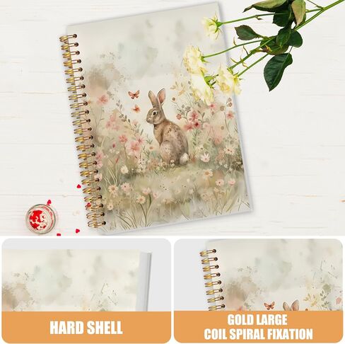 AQYIP VINTAGE FLOROL BUNNY PUNDAL NOTERS ، هدايا لعشاق BUNNY JOURNALS Notebooks ، Rustic CottageCore Wildflower Rabbit Journal ، Habbit Gifts Notebooks for Note Taking ، 5.5 × 8.3 بوصة in Saudi Arabia